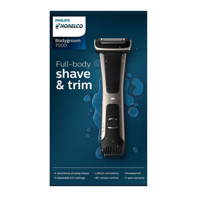 slide 7 of 13, Philips Norelco Bodygroom Series 7000 Men's Rechargeable Electric Trimmer - BG7030/49, 1 ct