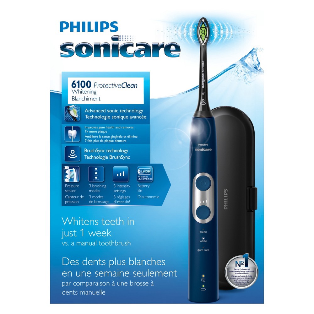 slide 3 of 9, Philips Sonicare ProtectiveClean 6100 Whitening Electric Toothbrush - Navy, 1 ct