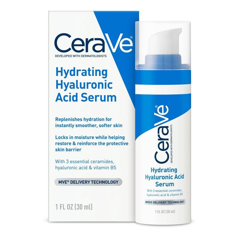 slide 1 of 11, CeraVe Hydrating Hyaluronic Acid Face Serum – 1 fl oz, 1 fl oz