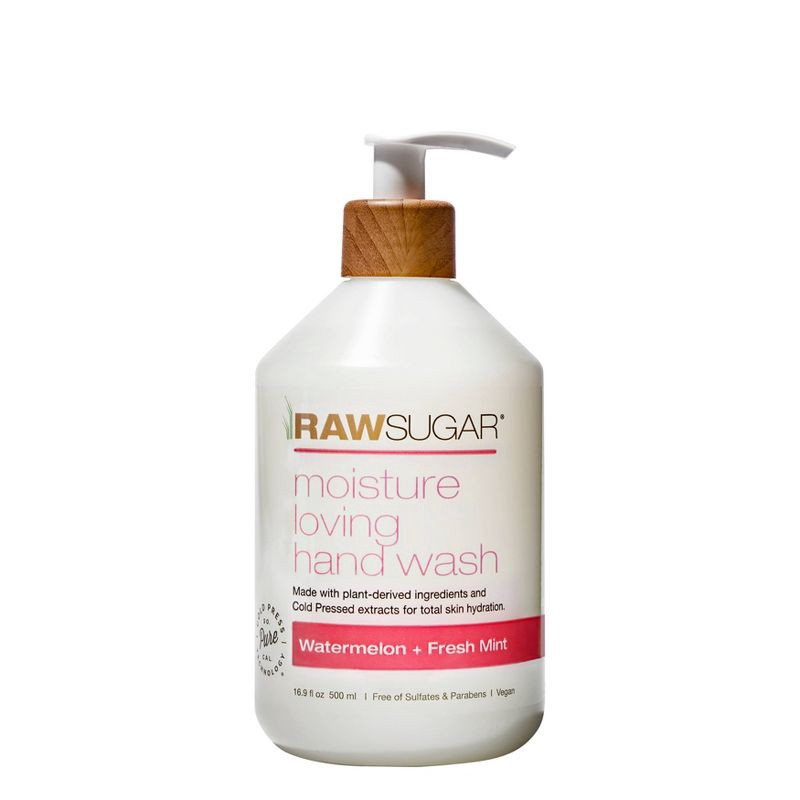 slide 1 of 5, Raw Sugar Moisture Loving Hand Wash - Watermelon + Fresh Mint - 16.9 fl oz, 16.9 fl oz