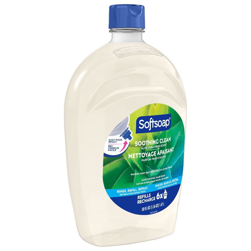 slide 12 of 16, Softsoap Moisturizing Liquid Hand Soap Pump Refill - Soothing Aloe Vera - 50 fl oz, 50 fl oz