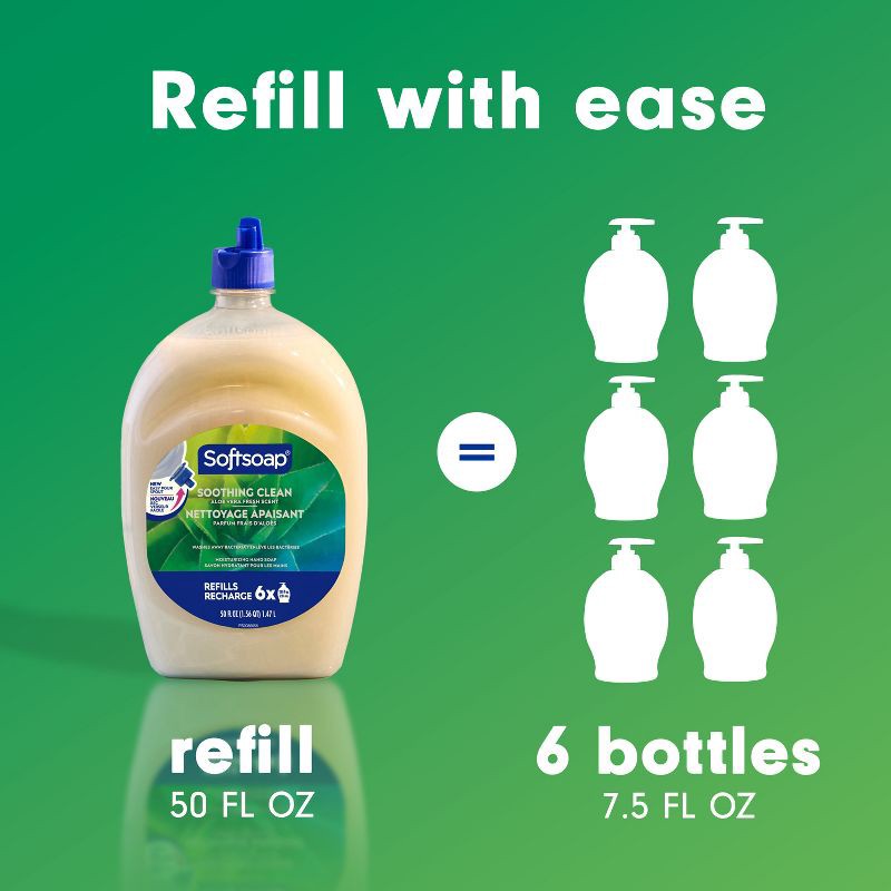 slide 7 of 17, Softsoap Moisturizing Liquid Hand Soap Pump Refill - Soothing Aloe Vera - 50 fl oz, 50 fl oz