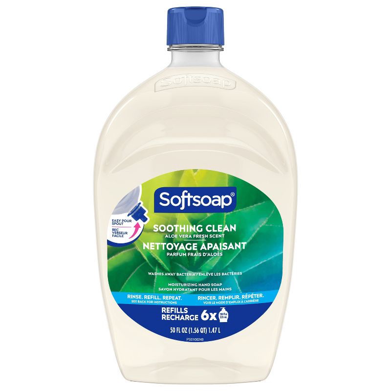 slide 1 of 17, Softsoap Moisturizing Liquid Hand Soap Pump Refill - Soothing Aloe Vera - 50 fl oz: Paraben-Free, Phthalate-Free, For Dry Skin, 50 fl oz