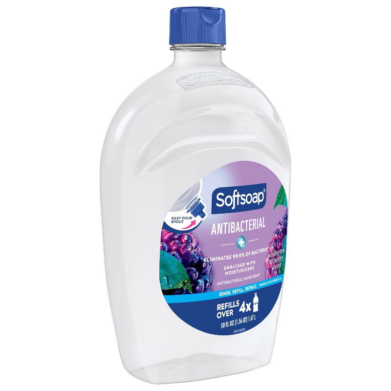 slide 13 of 17, Softsoap Antibacterial Liquid Hand Soap Refill - White Tea & Berry - 50 fl oz, 50 fl oz