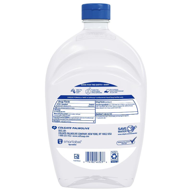 slide 14 of 17, Softsoap Antibacterial Liquid Hand Soap Refill - White Tea & Berry - 50 fl oz, 50 fl oz