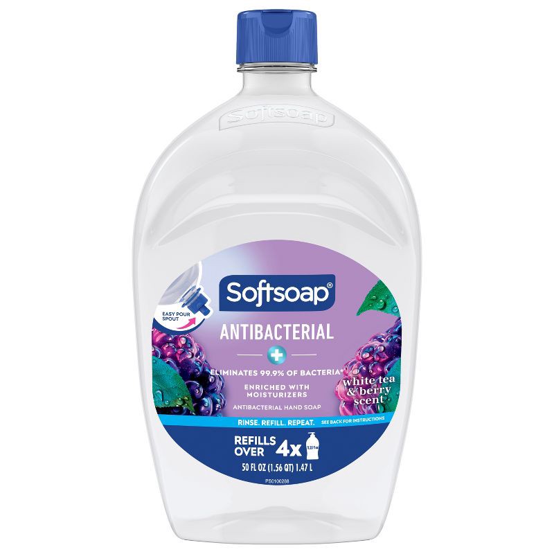 slide 11 of 17, Softsoap Antibacterial Liquid Hand Soap Refill - White Tea & Berry - 50 fl oz, 50 fl oz
