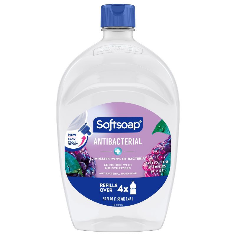slide 11 of 17, Softsoap Antibacterial Liquid Hand Soap Refill - White Tea & Berry - 50 fl oz, 50 fl oz