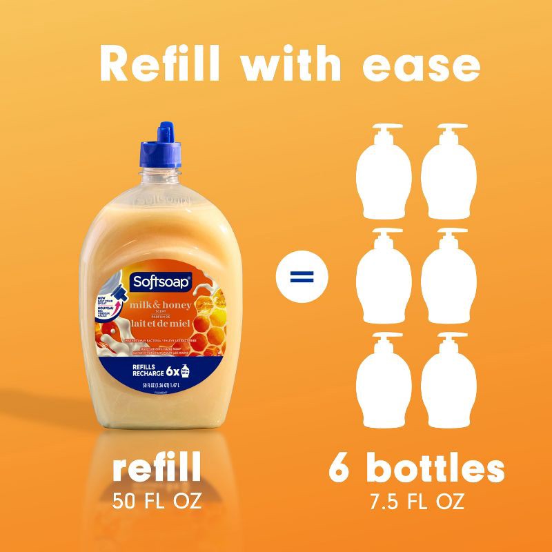 slide 7 of 17, Softsoap Moisturizing Liquid Hand Soap Refill - Milk & Honey - 50 fl oz, 50 fl oz