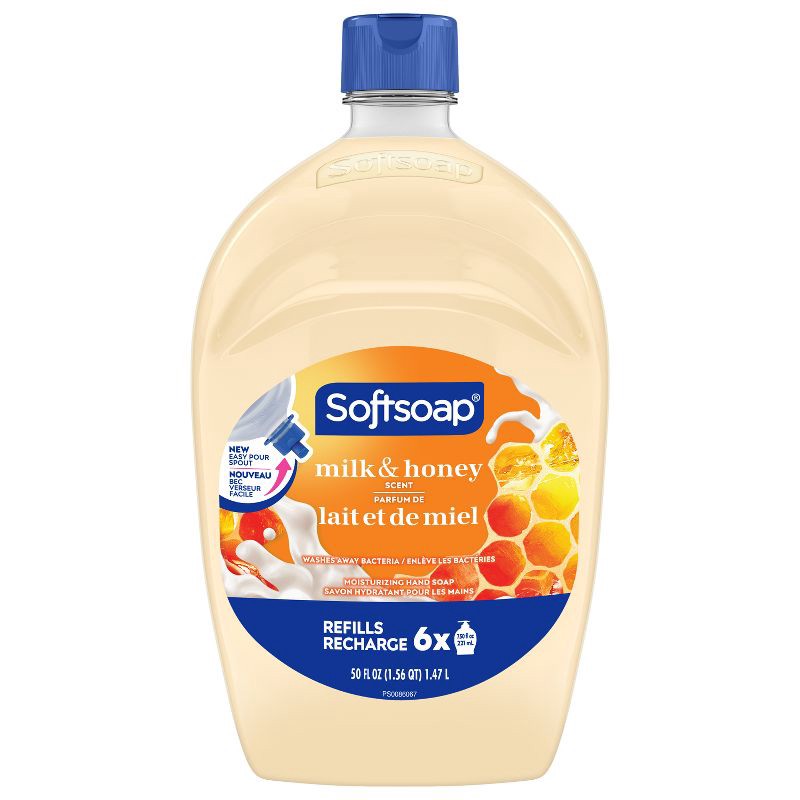 slide 11 of 17, Softsoap Moisturizing Liquid Hand Soap Refill - Milk & Honey - 50 fl oz, 50 fl oz