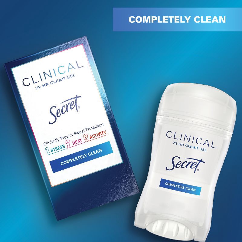 slide 3 of 10, Secret Clinical Strength Clear Gel Antiperspirant and Deodorant for Women - Completely Clean - 2.6oz, 2.6 oz