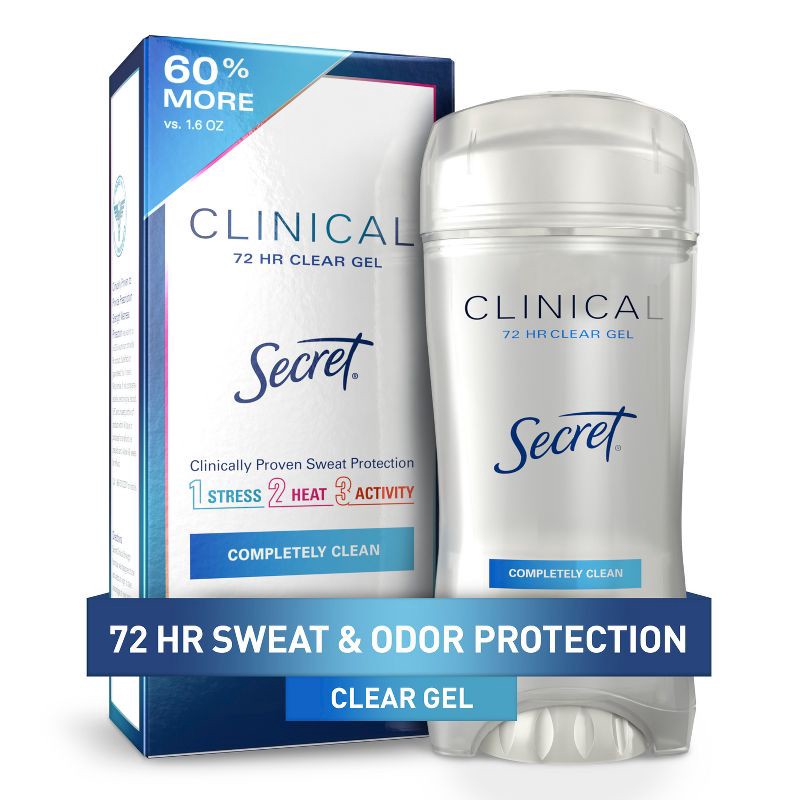 slide 1 of 12, Secret Clinical Strength Clear Gel Antiperspirant and Deodorant for Women - Completely Clean - 2.6oz, 2.6 oz