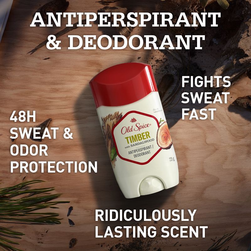 slide 3 of 8, Old Spice Men's Timber with Sandalwood Antiperspirant Deodorant - 2.6oz/2pk, 2 ct; 2.6 oz