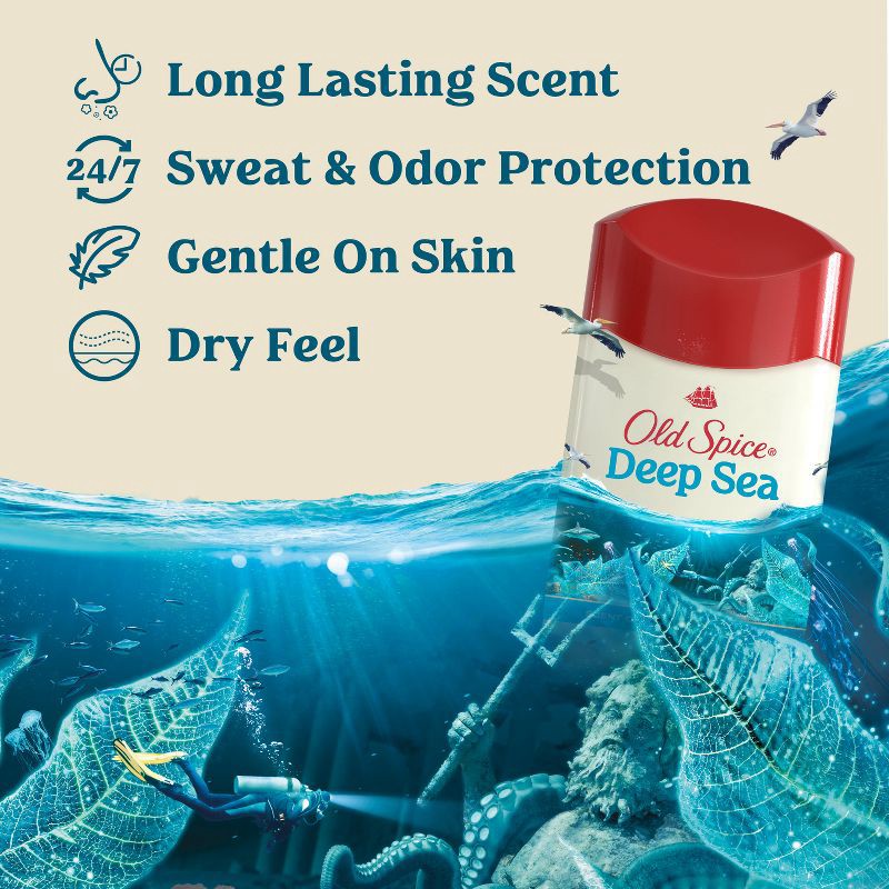 slide 4 of 10, Old Spice Men's Deep Sea with Ocean Elements Antiperspirant & Deodorant - 2.6oz, 2.6 oz