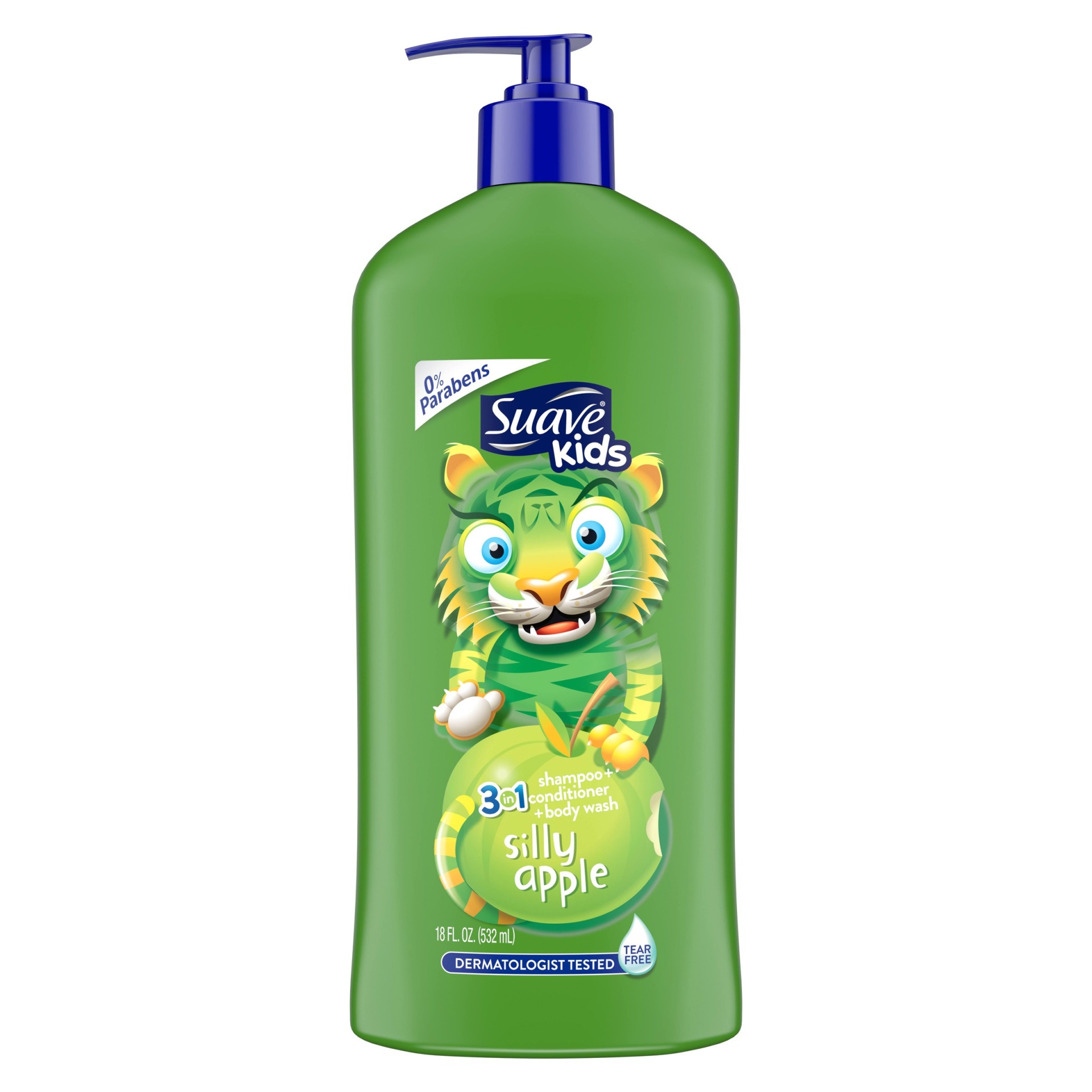 slide 1 of 4, Suave Kids Silly Apple 3-In-1 Shampoo + Conditioner + Body Wash, 18 fl oz