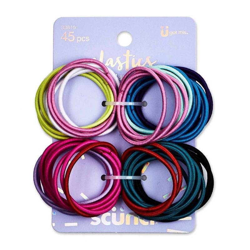 slide 1 of 4, scunci scünci Kids No Damage Mini Elastic Ties - Gemstone - 45pcs, 45 ct