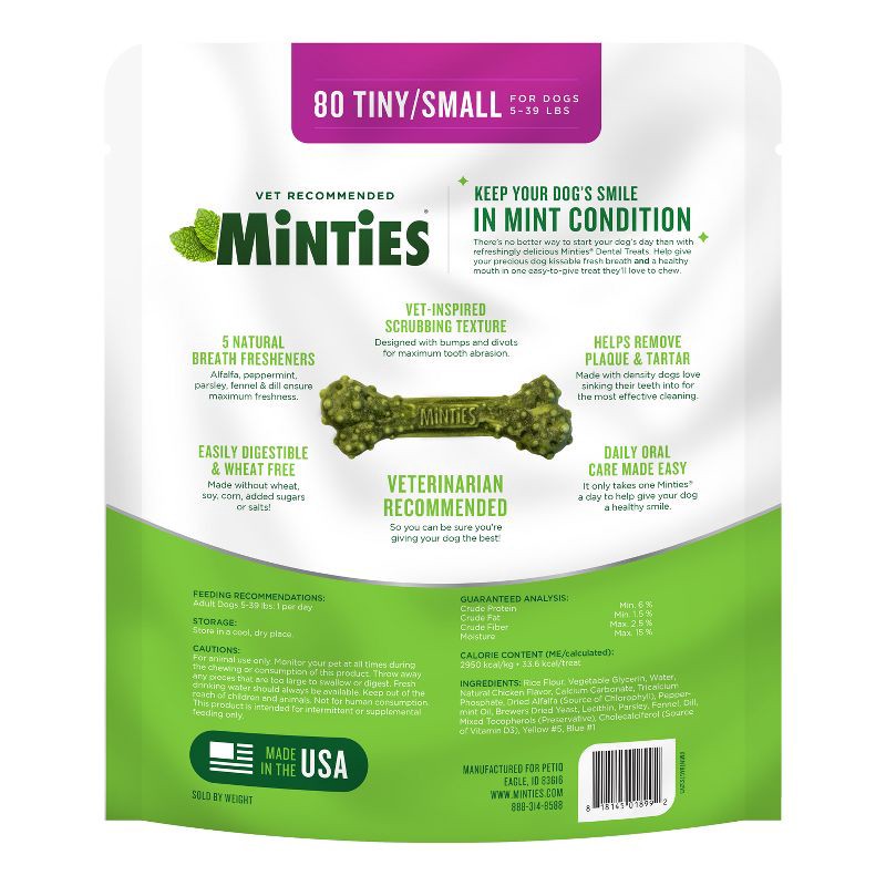 slide 2 of 7, VetIQ Minties - Dental Peppermint Flavor Dog Treat - Tiny/Small - 32oz, 32 oz