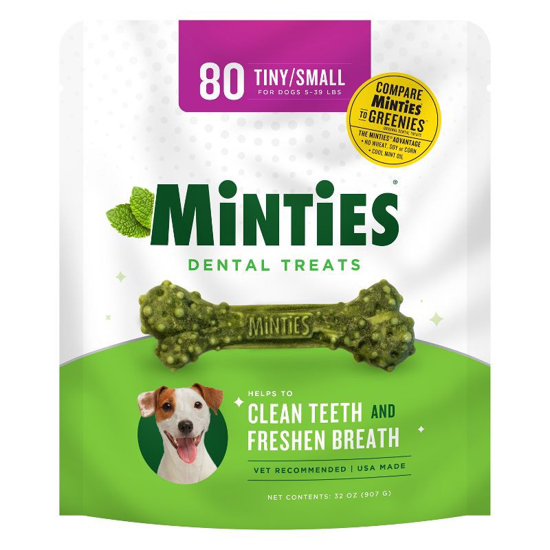 slide 1 of 3, VetIQ Minties - Dental Peppermint Flavor Dog Treat - Tiny/Small - 32oz, 32 oz