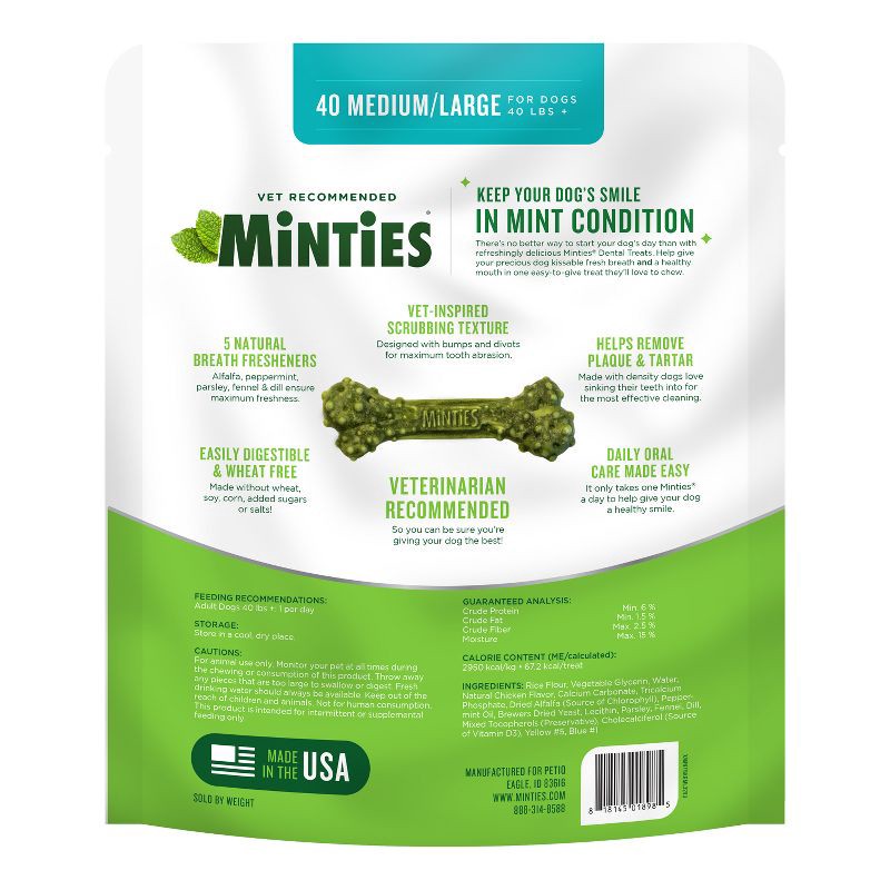 slide 2 of 4, VetIQ Minties - Dental in Peppermint Flavor Dog Treat - Medium/Large - 32oz, 32 oz