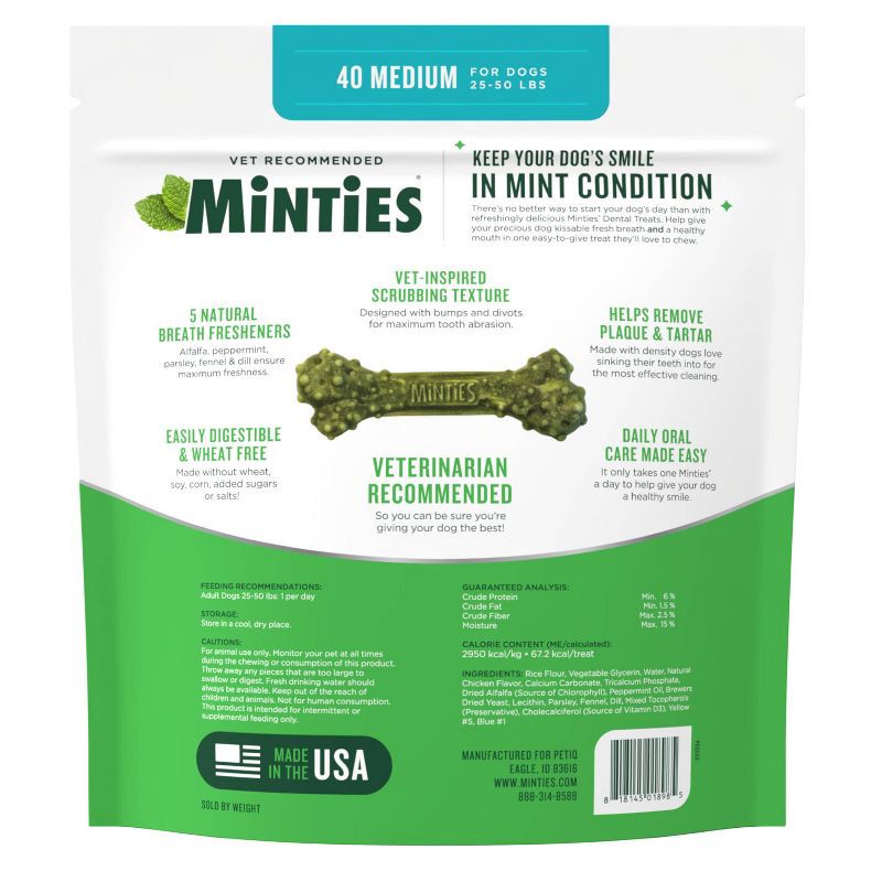 slide 2 of 7, VetIQ Minties - Dental in Peppermint Flavor Dog Treat - Medium/Large - 32oz, 32 oz