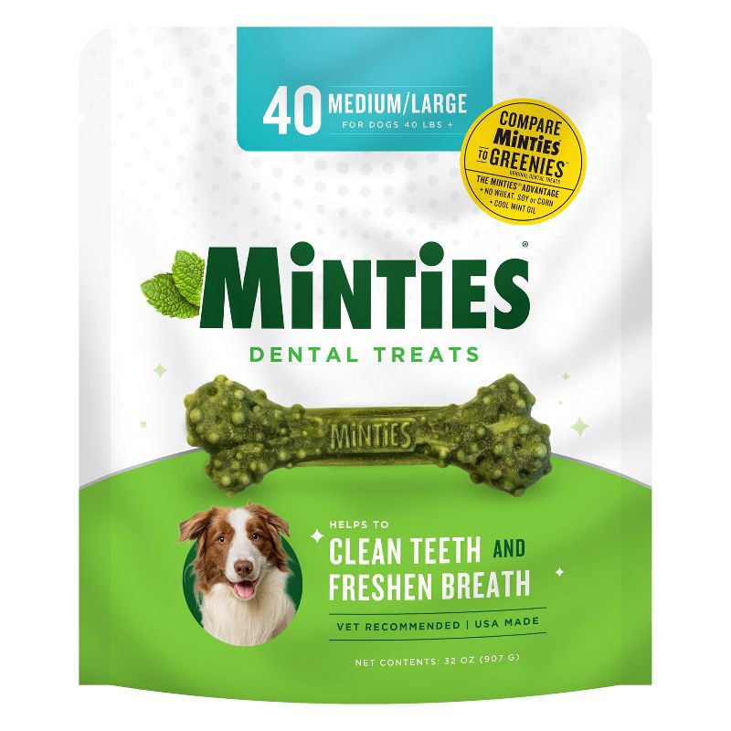 slide 1 of 4, VetIQ Minties - Dental in Peppermint Flavor Dog Treat - Medium/Large - 32oz, 32 oz