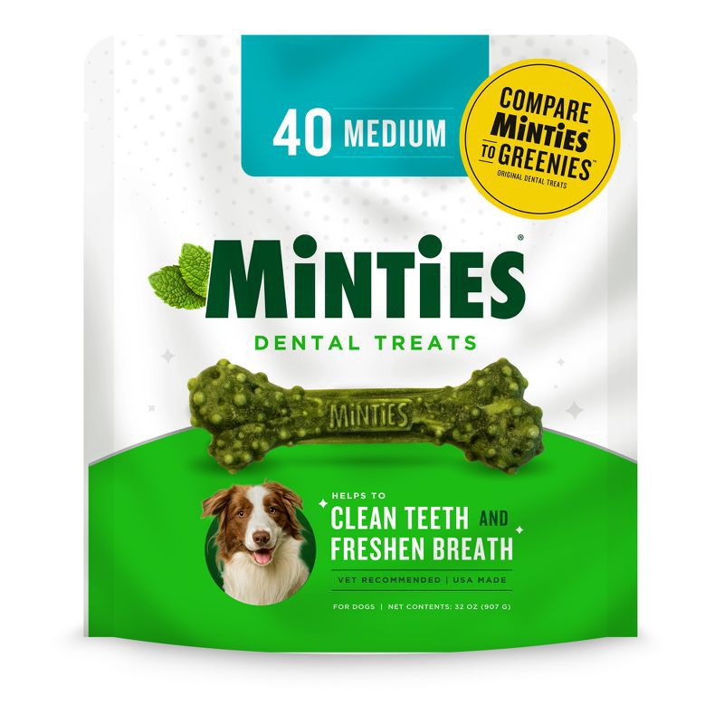 slide 1 of 7, Minties Peppermint Flavor Dental and Hard Chews Dog Treat - 32oz, 32 oz