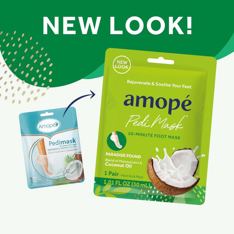 slide 2 of 10, Amope Amopé PediMask 20-Minute Foot Mask - Paradise Found with Coconut Oil - 1 pair, 1 ct