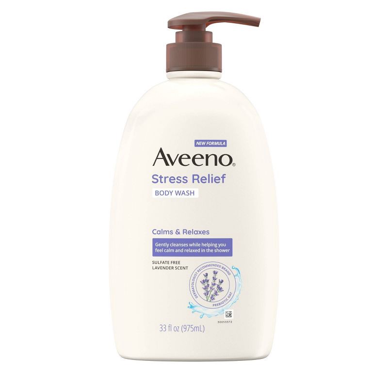 slide 2 of 9, Aveeno Stress Relief Body Wash with Lavender & Chamomile, 33oz, 33 oz