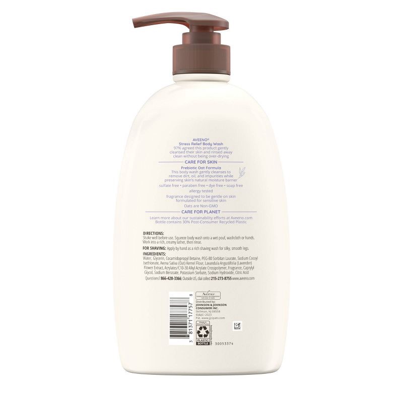 slide 8 of 9, Aveeno Stress Relief Body Wash with Lavender & Chamomile, 33oz, 33 oz