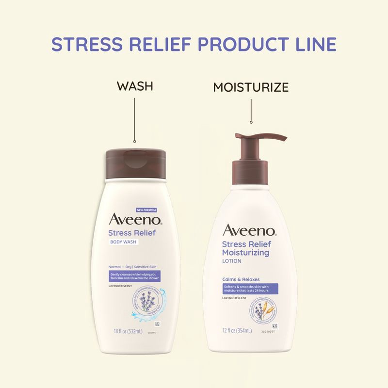 slide 9 of 11, Aveeno Stress Relief Body Wash with Lavender & Chamomile, 33oz, 33 oz