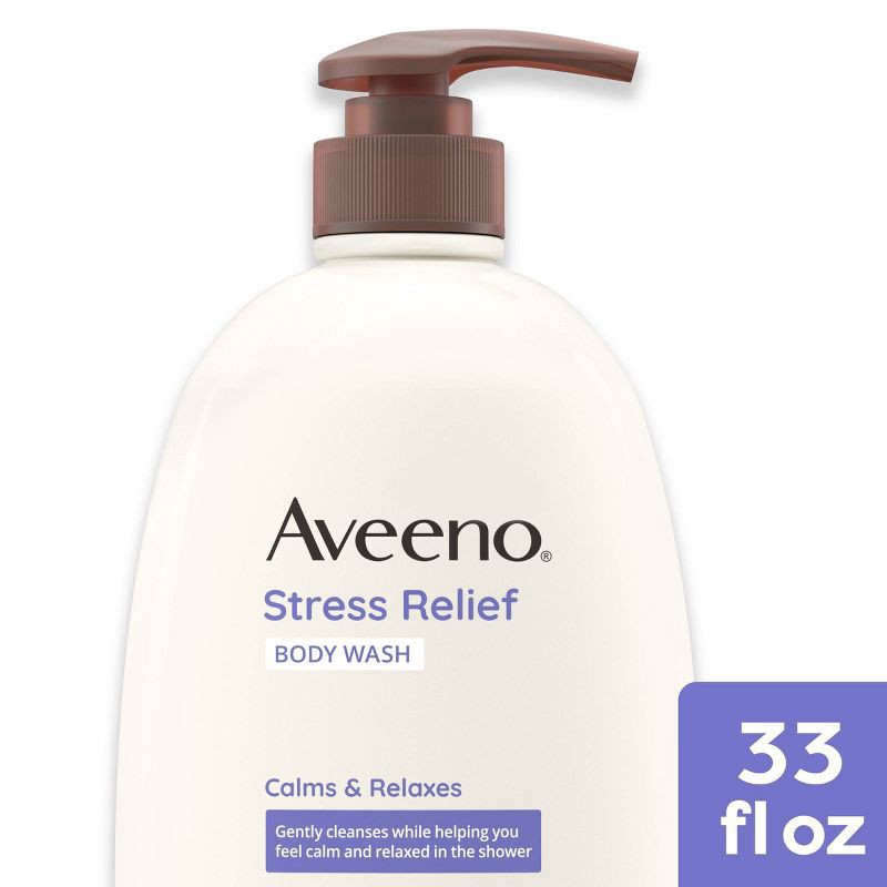 slide 1 of 9, Aveeno Stress Relief Body Wash with Lavender & Chamomile, 33oz, 33 oz