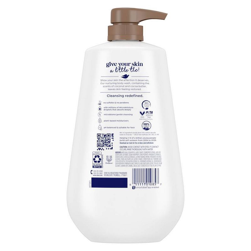 slide 2 of 11, Dove Beauty Dove Restore Body Wash Pump - Coconut & Cocoa Butter 24hr Lotion-Soft Skin - Vegan & PETA Approved - 30.6 fl oz, 30.6 fl oz