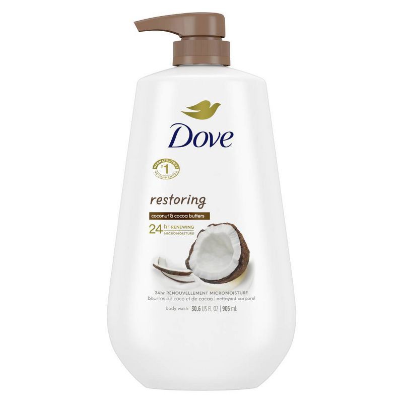 slide 2 of 12, Dove Beauty Restoring Body Wash Pump - Coconut & Cocoa Butter - 30.6 fl oz, 30.6 fl oz