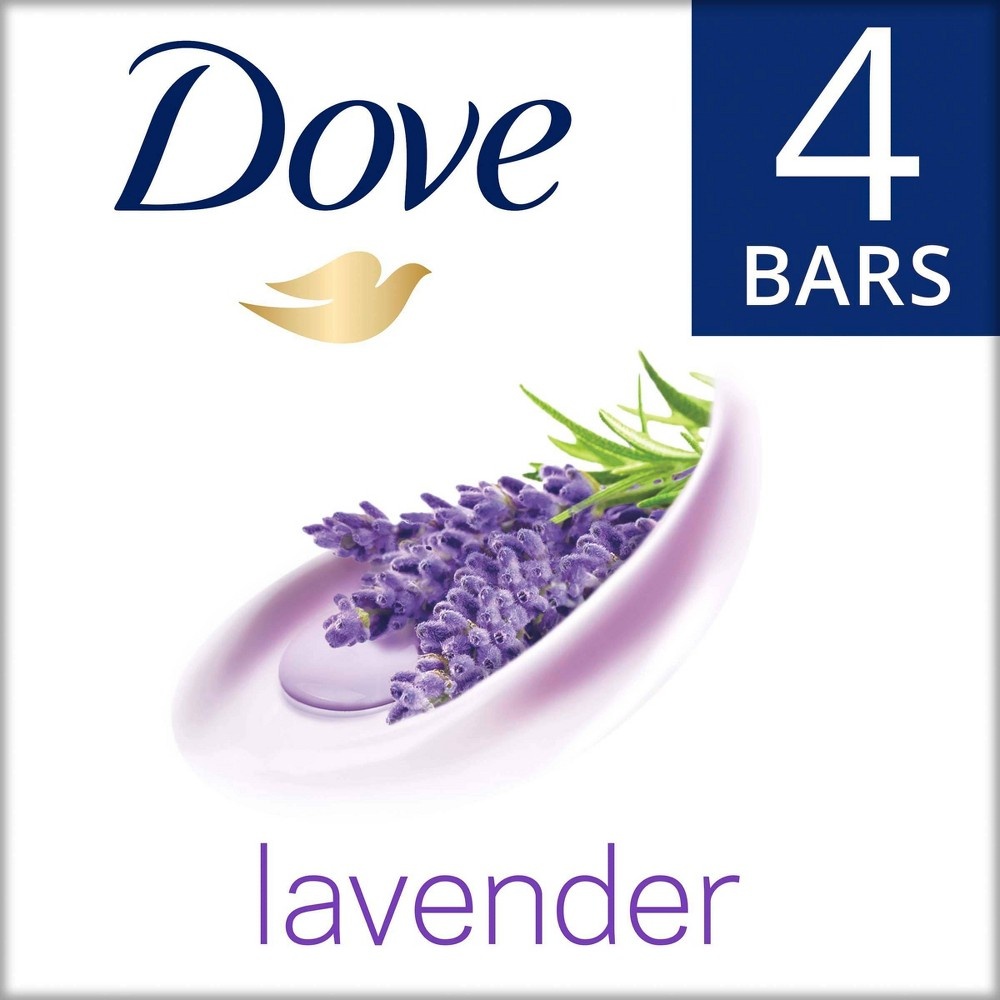 slide 2 of 5, Dove Beauty Dove Relaxing Lavender Beauty Bar Soap, 3.75 oz, 4 ct