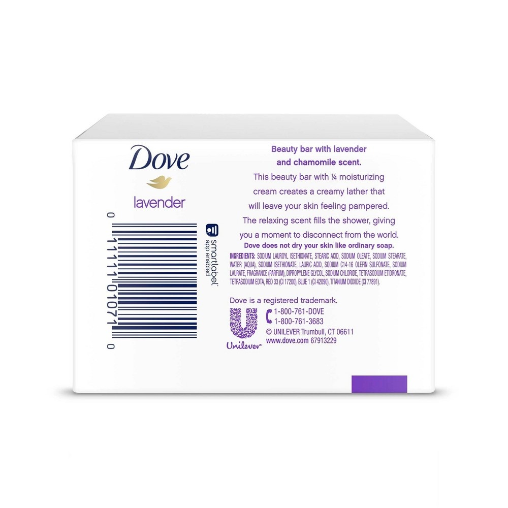 slide 3 of 5, Dove Beauty Dove Relaxing Lavender Beauty Bar Soap, 3.75 oz, 4 ct