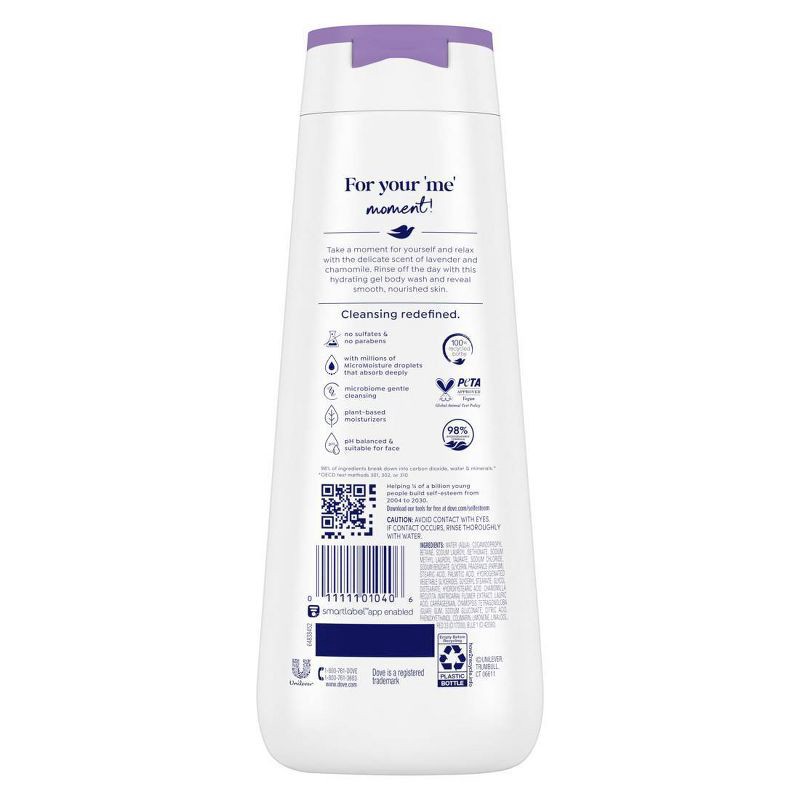 slide 2 of 12, Dove Beauty Dove Relax Body Wash - Lavender & Chamomile 24hr Lotion-Soft Skin - 20 fl oz, 20 fl oz