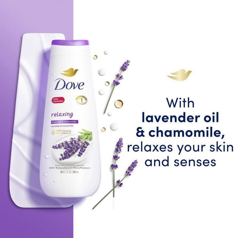 slide 4 of 8, Dove Beauty Dove Relaxing Body Wash - Lavender & Chamomile - 20 fl oz, 20 fl oz