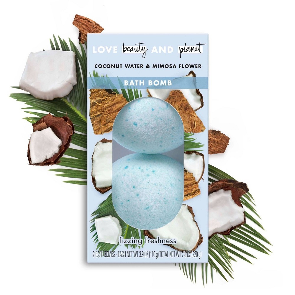 slide 3 of 5, Love Beauty and Planet Love Beauty & Planet Coconut Water & Mimosa Flower Fizzing Freshness Bath Bombs, 3.9 oz, 2 ct