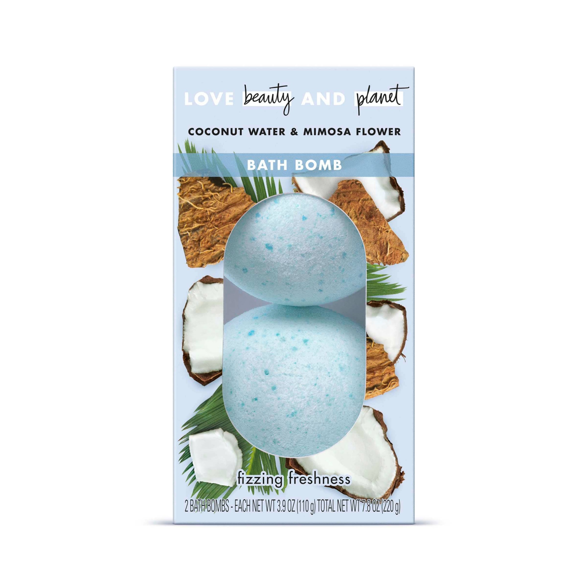 slide 1 of 5, Love Beauty and Planet Love Beauty & Planet Coconut Water & Mimosa Flower Fizzing Freshness Bath Bombs, 3.9 oz, 2 ct