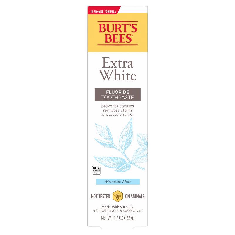 slide 7 of 9, Crest Burt's Bees Extra White Fluoride Natural Toothpaste - Mountain Mint - 4.7oz, 4.7 oz