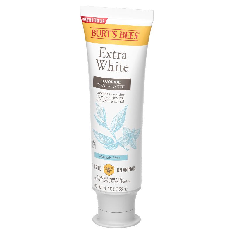 slide 3 of 9, Crest Burt's Bees Extra White Fluoride Natural Toothpaste - Mountain Mint - 4.7oz, 4.7 oz