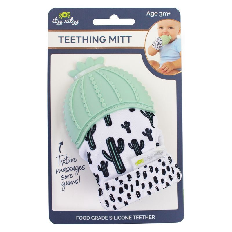 slide 3 of 3, Itzy Ritzy Teething Mitt - Cactus, 1 ct