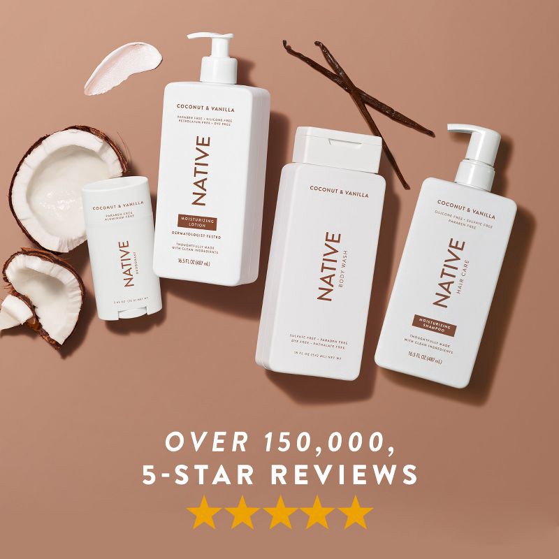 slide 6 of 9, Native Solid Deodorant for Women & Men - Coconut & Vanilla - Aluminum-Free 2.65oz, 2.65 oz