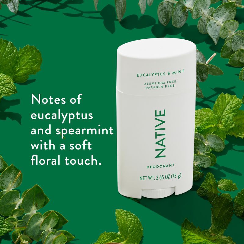 slide 3 of 10, Native Solid Deodorant for Women & Men - Eucalyptus & Mint - Aluminum-Free 2.65oz, 2.65 oz