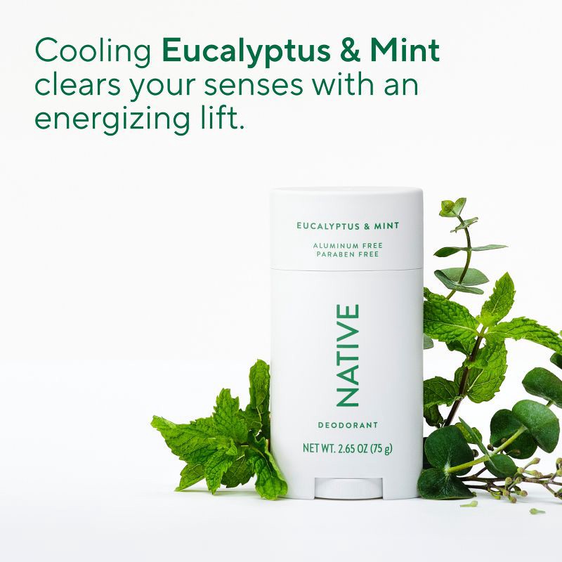 slide 4 of 10, Native Solid Deodorant for Women & Men - Eucalyptus & Mint - Aluminum-Free 2.65oz, 2.65 oz