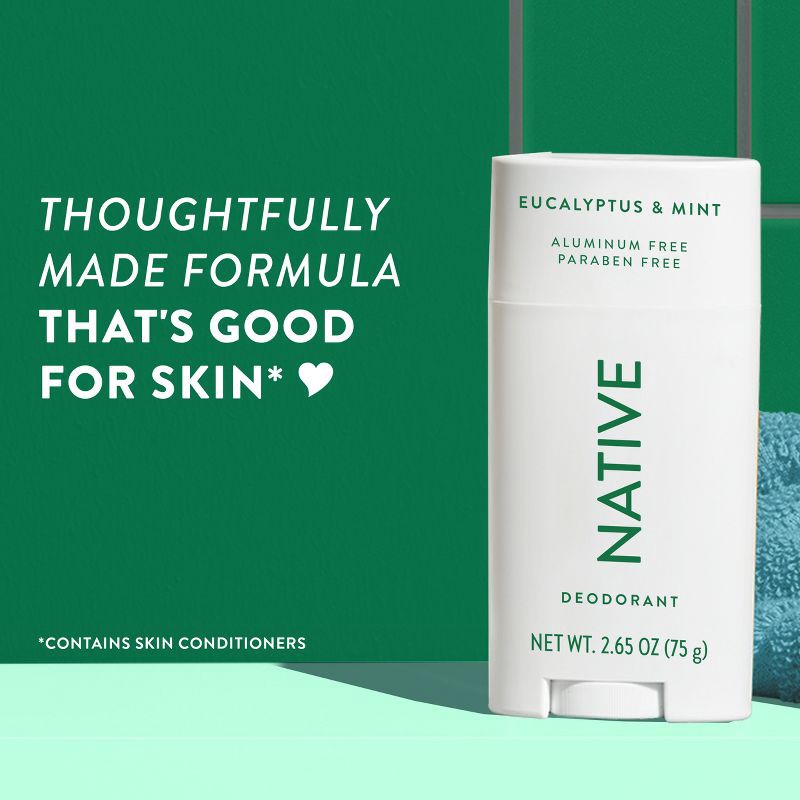 slide 5 of 10, Native Solid Deodorant for Women & Men - Eucalyptus & Mint - Aluminum-Free 2.65oz, 2.65 oz