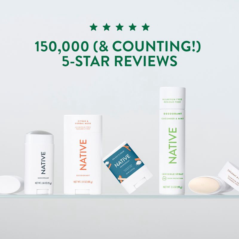 slide 8 of 10, Native Solid Deodorant for Women & Men - Eucalyptus & Mint - Aluminum-Free 2.65oz, 2.65 oz
