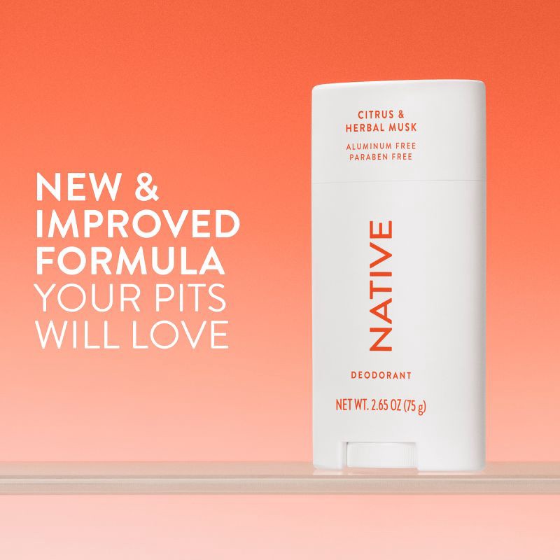 slide 2 of 10, Native Solid Deodorant for Men & Women - Citrus & Herbal Musk - Aluminum-Free 2.65oz, 2.65 oz