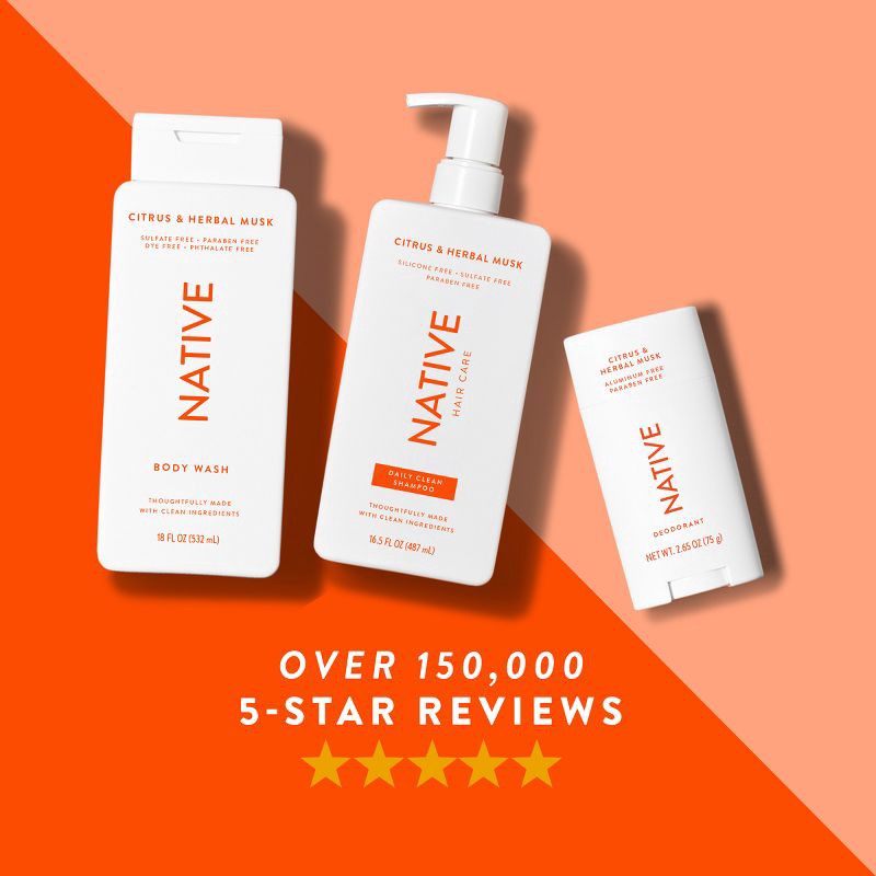 slide 6 of 10, Native Solid Deodorant for Men & Women - Citrus & Herbal Musk - Aluminum-Free 2.65oz, 2.65 oz