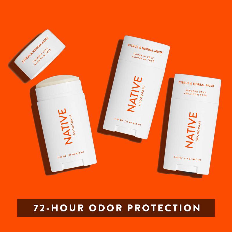 slide 8 of 9, Native Deodorant for Men & Women - Citrus & Herbal Musk - Aluminum Free - 2.65oz, 2.65 oz