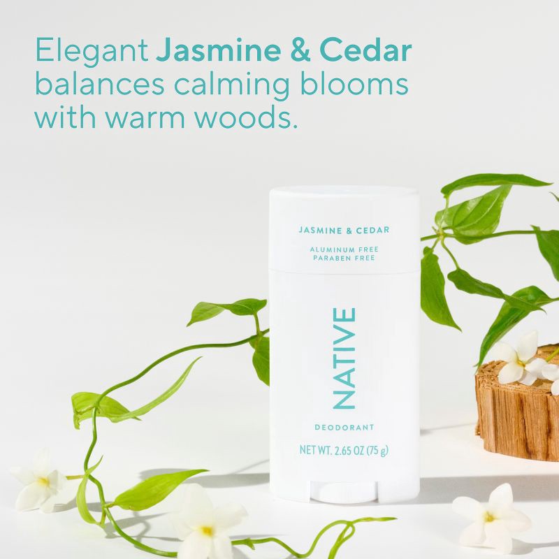 slide 4 of 10, Native Solid Deodorant for Women & Men - Jasmine & Cedar - Aluminum-Free 2.65oz, 2.65 oz